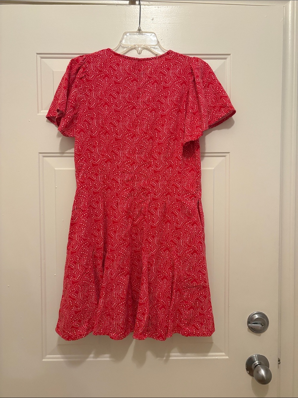 Universal Thread Red Star Patterned Button-Front V-Neck Mini Dress - Picture 3 of 4